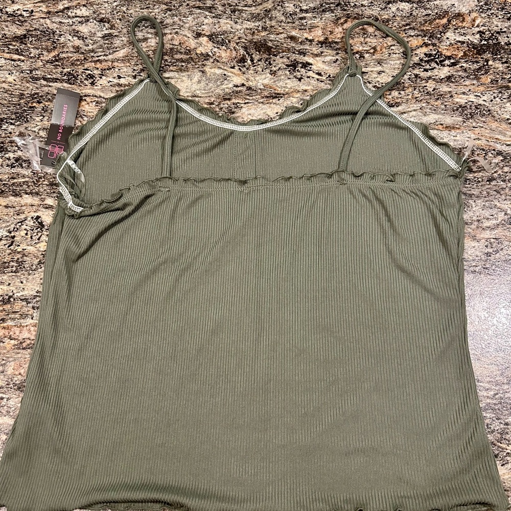 No Boundaries Sage Green Button-Up Camisole - Picture 2 of 4